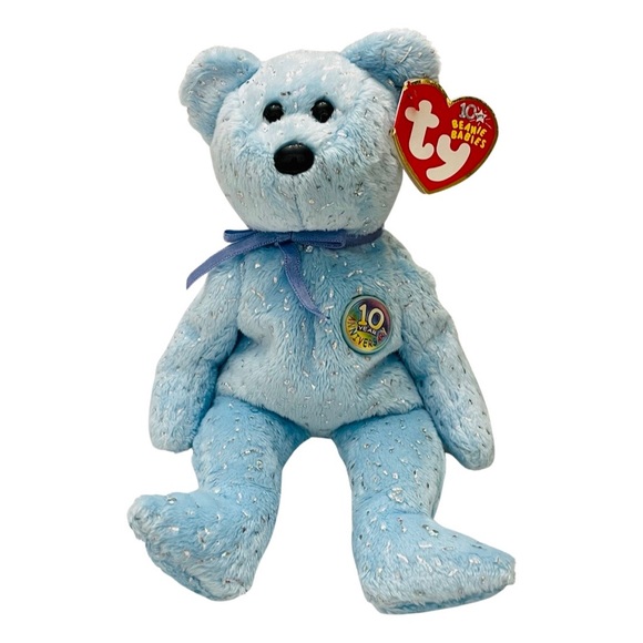 Ty Beanie Babies - Decade the Bear - Light Blue  💜 - Picture 1 of 10